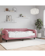 Lit de jour avec matelas rose 100x200 cm velours | Mobilier & Déco