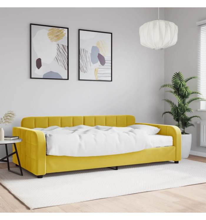 Lit de jour avec matelas jaune 100x200 cm velours | Mobilier & Déco