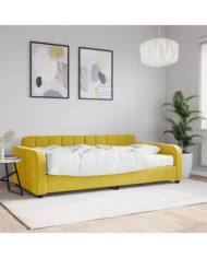 Lit de jour avec matelas jaune 100x200 cm velours | Mobilier & Déco
