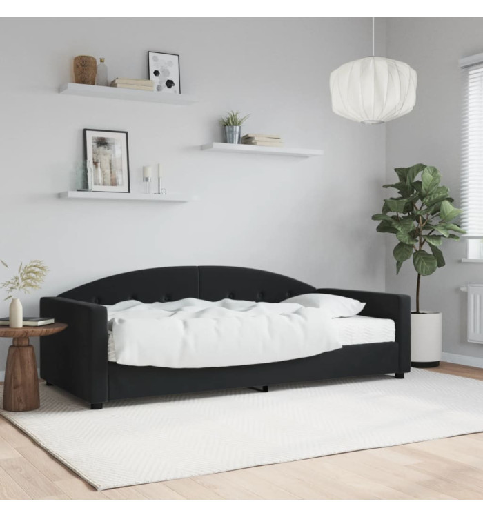 Lit de jour avec matelas noir 90x200 cm velours | Mobilier & Déco