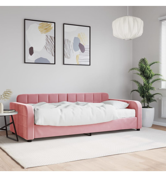 Lit de jour avec matelas rose 90x200 cm velours | Mobilier & Déco