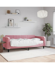 Lit de jour avec matelas rose 90x200 cm velours | Mobilier & Déco