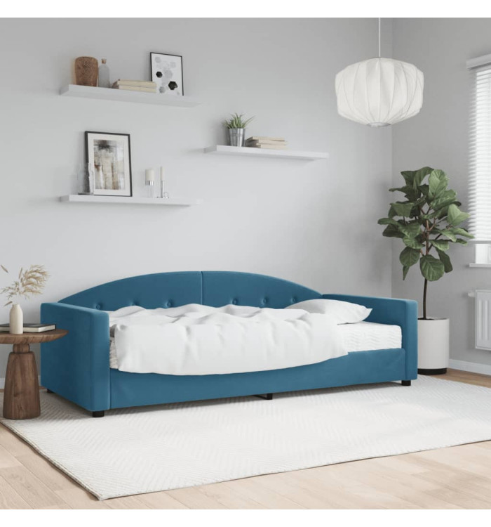 Lit de jour avec matelas bleu 90x200 cm velours | Mobilier & Déco