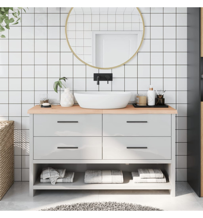 Comptoir de salle de bain 140x30x(2-4)cm bois massif non traité | Mobilier & Déco
