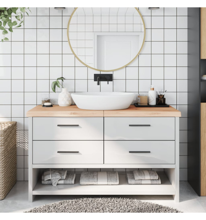 Comptoir de salle de bain 140x50x(2-6)cm bois massif non traité | Mobilier & Déco