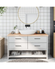 Comptoir de salle de bain 140x50x(2-6)cm bois massif non traité | Mobilier & Déco