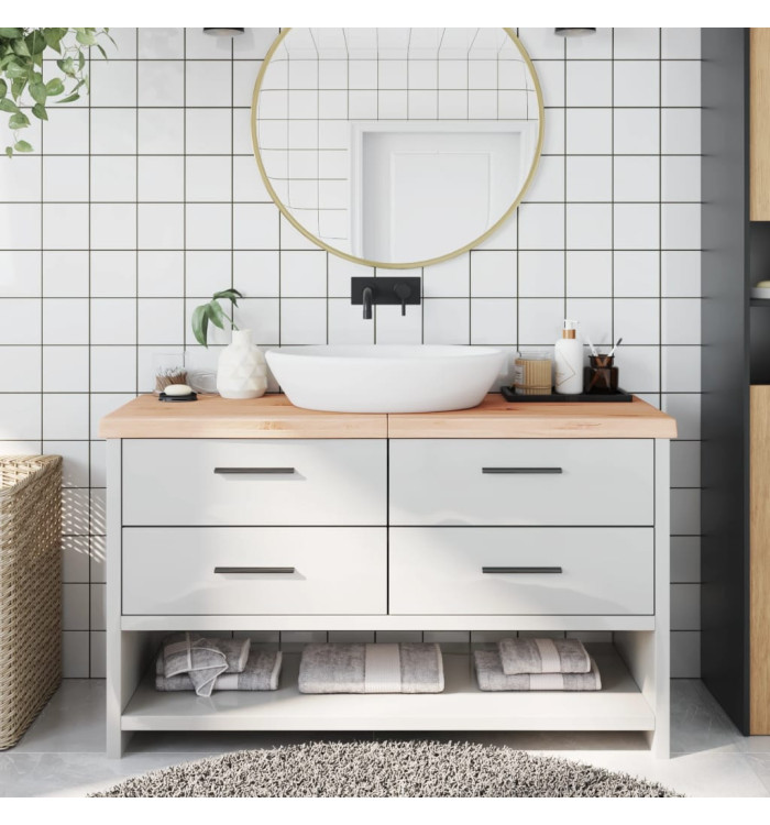 Comptoir de salle de bain 140x60x(2-6)cm bois massif non traité | Mobilier & Déco