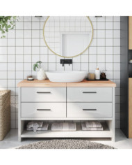 Comptoir de salle de bain 140x60x(2-6)cm bois massif non traité | Mobilier & Déco