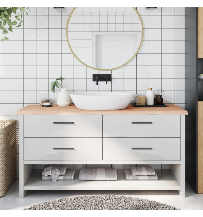 Comptoir de salle de bain 160x50x(2-4)cm bois massif non traité | Mobilier & Déco