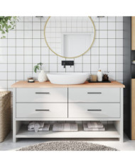 Comptoir de salle de bain 160x50x(2-4)cm bois massif non traité | Mobilier & Déco