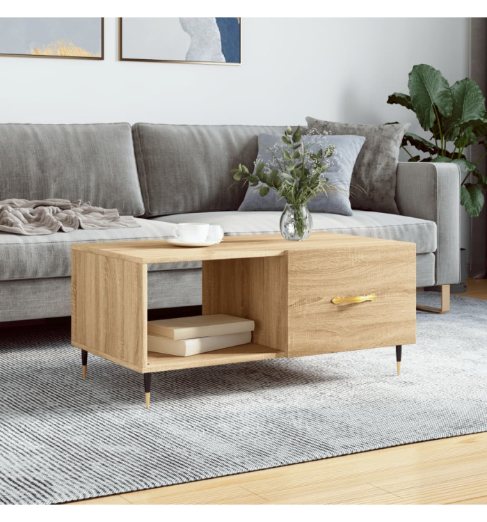 Table basse chêne sonoma 90x50x40 cm bois d'ingénierie | Mobilier & Déco
