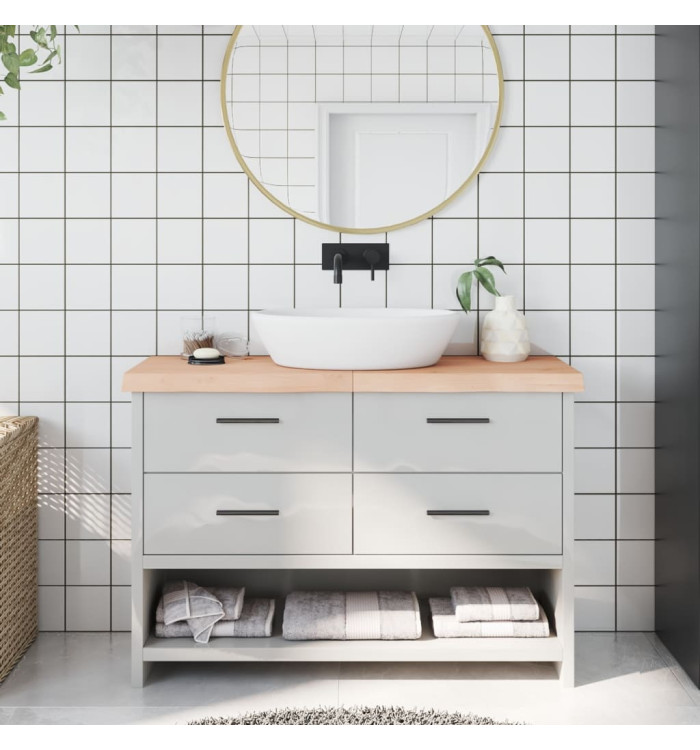 Comptoir de salle de bain 120x30x(2-6)cm bois massif non traité | Mobilier & Déco