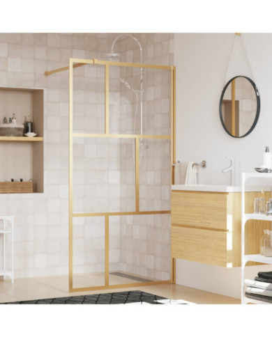 Paroi de douche avec verre ESG transparent doré 100x195 cm | Mobilier & Déco