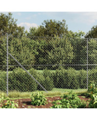 Clôture en mailles de chaîne avec bride argenté 2x10 m | Mobilier & Déco