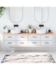 Comptoir de salle de bain 220x30x(2-6)cm bois massif non traité | Mobilier & Déco