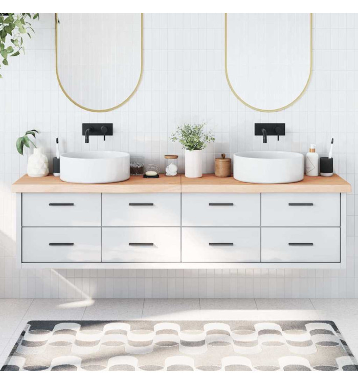 Comptoir de salle de bain 200x60x(2-6)cm bois massif non traité | Mobilier & Déco