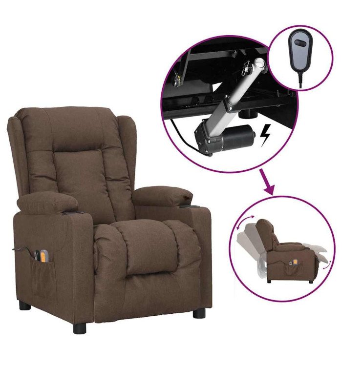 Fauteuil électrique de massage Taupe Tissu | Mobilier & Déco