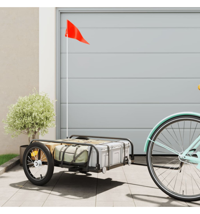 Remorque de vélo noir 126x63x34 cm fer | Mobilier & Déco
