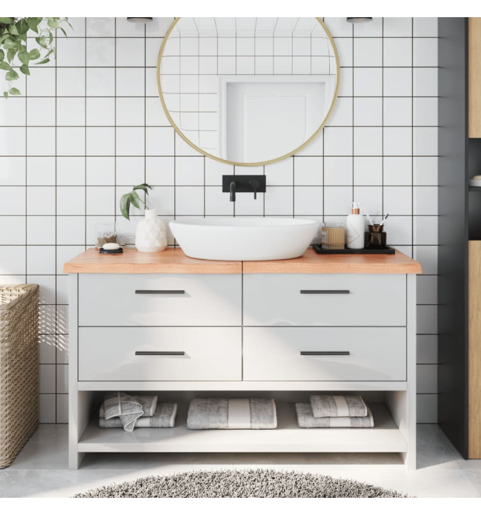 Comptoir de salle de bain marron 140x60x(2-4) cm bois traité | Mobilier & Déco