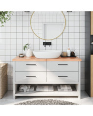 Comptoir de salle de bain marron 140x60x(2-4) cm bois traité | Mobilier & Déco