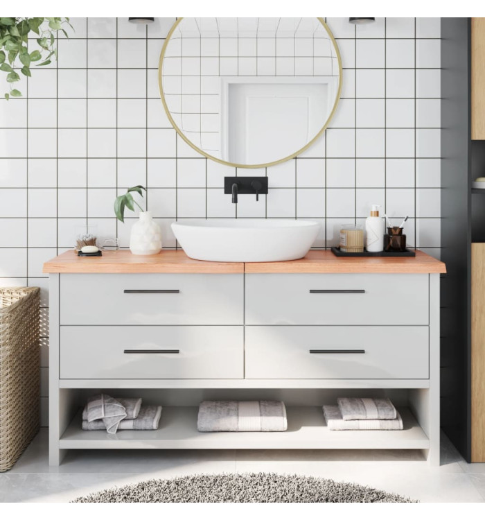 Comptoir de salle de bain marron 160x30x(2-4) cm bois traité | Mobilier & Déco