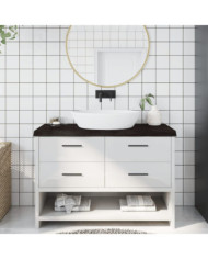 Comptoir de salle de bain marron foncé bois massif traité | Mobilier & Déco