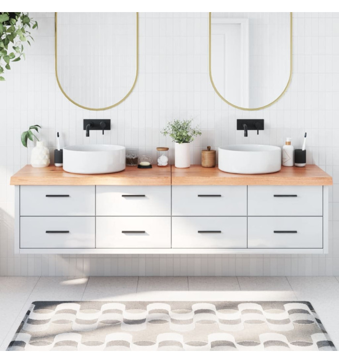 Comptoir de salle de bain marron 200x40x(2-6) cm bois traité | Mobilier & Déco