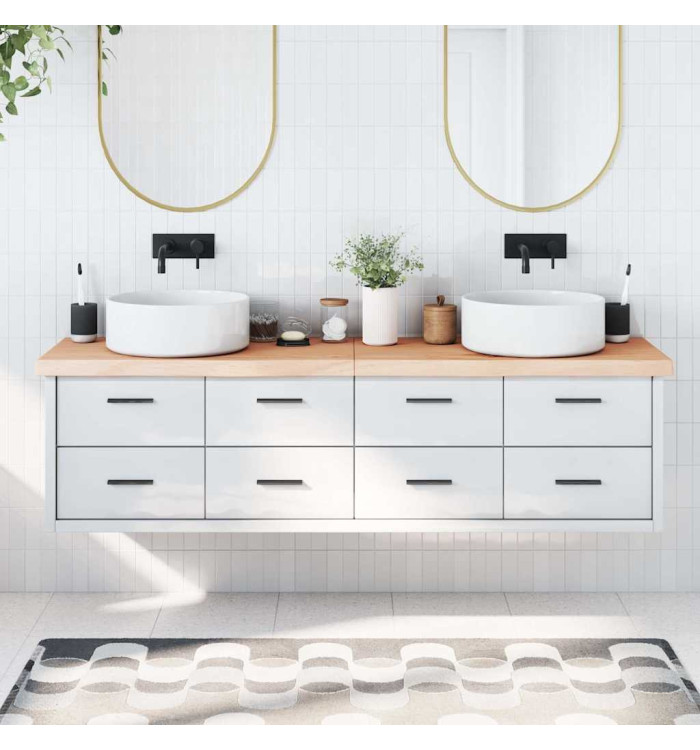 Comptoir de salle de bain 180x40x(2-6)cm bois massif non traité | Mobilier & Déco