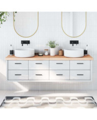Comptoir de salle de bain 180x40x(2-6)cm bois massif non traité | Mobilier & Déco
