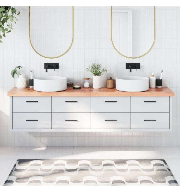 Comptoir de salle de bain marron 200x30x(2-6) cm bois traité | Mobilier & Déco