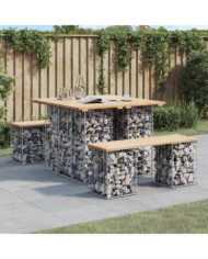Banc de jardin design de gabion 100x102x72cm bois massif de pin | Mobilier & Déco