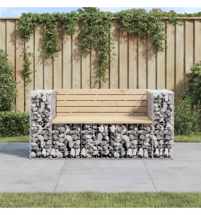 Banc de jardin design gabion 143x71x65,5 cm bois massif de pin | Mobilier & Déco