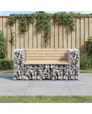 Banc de jardin design gabion 143x71x65,5 cm bois massif de pin | Mobilier & Déco