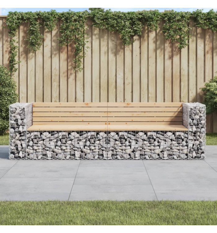 Banc de jardin design gabion 244x71x65,5 cm bois massif de pin | Mobilier & Déco