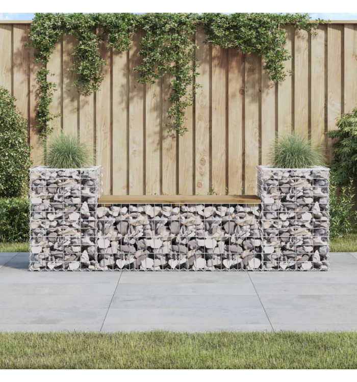 Banc de jardin design gabion 183x41x60,5cm bois de pin imprégné | Mobilier & Déco