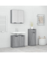 Ensemble d'armoires de salle de bain 3 pcs sonoma gris | Mobilier & Déco