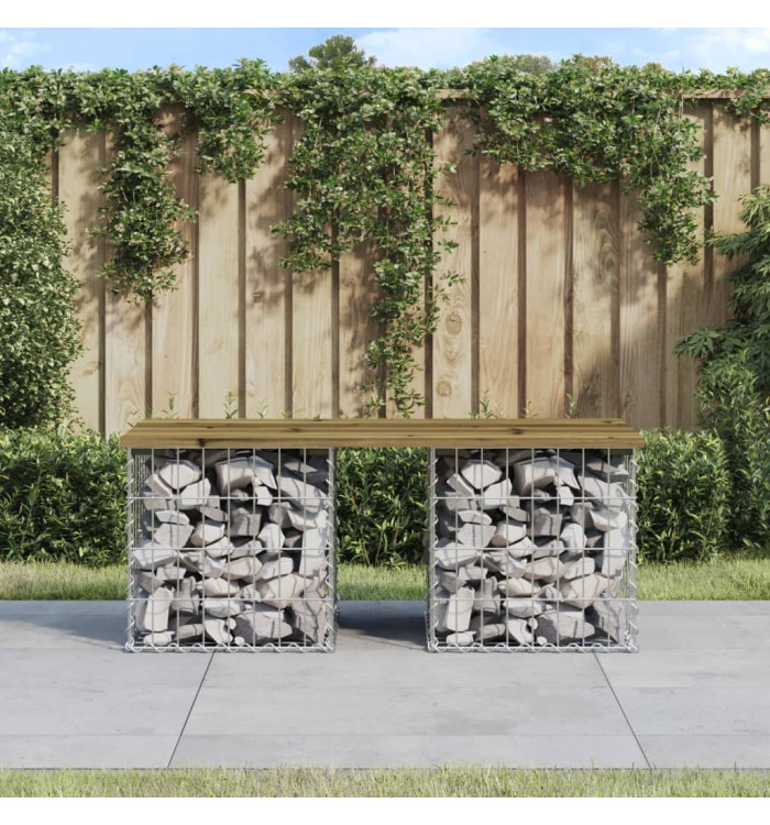 Banc de jardin design gabion 103x44x42 cm bois de pin imprégné | Mobilier & Déco
