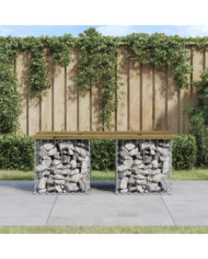 Banc de jardin design gabion 103x44x42 cm bois de pin imprégné | Mobilier & Déco