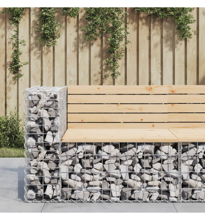 Banc de jardin design gabion 92x71x65,5 cm bois massif de pin | Mobilier & Déco
