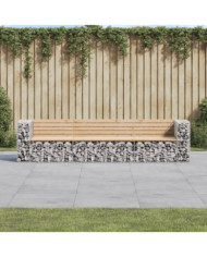 Banc de jardin design gabion 287x71x65,5 cm bois massif de pin | Mobilier & Déco