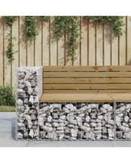 Banc de jardin design gabion 92x71x65,5cm bois de pin imprégné | Mobilier & Déco