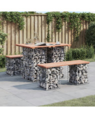 Banc de jardin design gabion 100x70x72cm bois massif de douglas | Mobilier & Déco