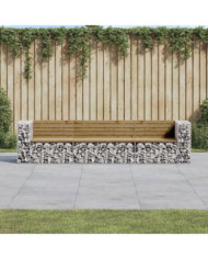 Banc de jardin design gabion 287x71x65,5cm bois de pin imprégné | Mobilier & Déco