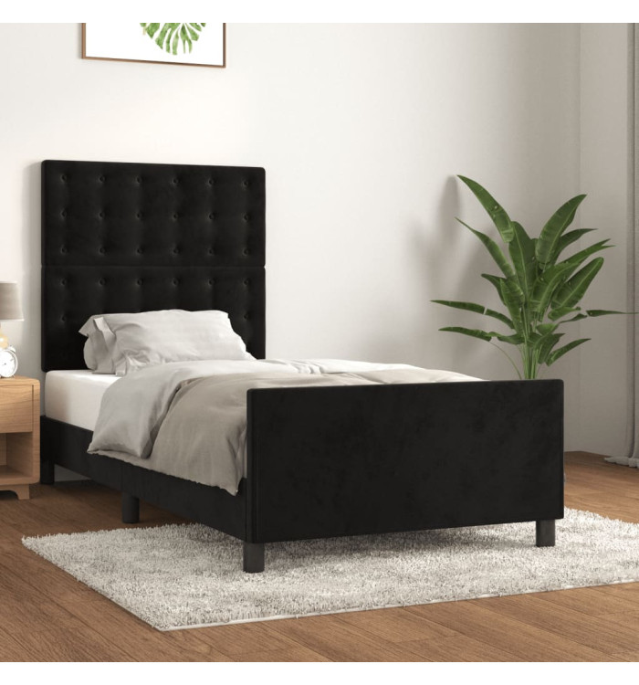 Cadre de lit sans matelas noir 80x200 cm velours | Mobilier & Déco