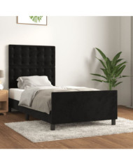 Cadre de lit sans matelas noir 80x200 cm velours | Mobilier & Déco