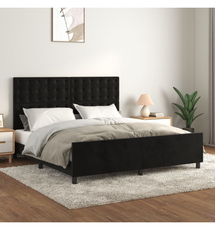 Cadre de lit sans matelas noir 160x200 cm velours | Mobilier & Déco