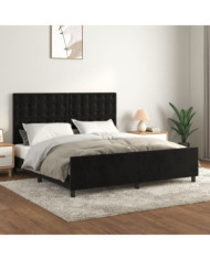 Cadre de lit sans matelas noir 160x200 cm velours | Mobilier & Déco