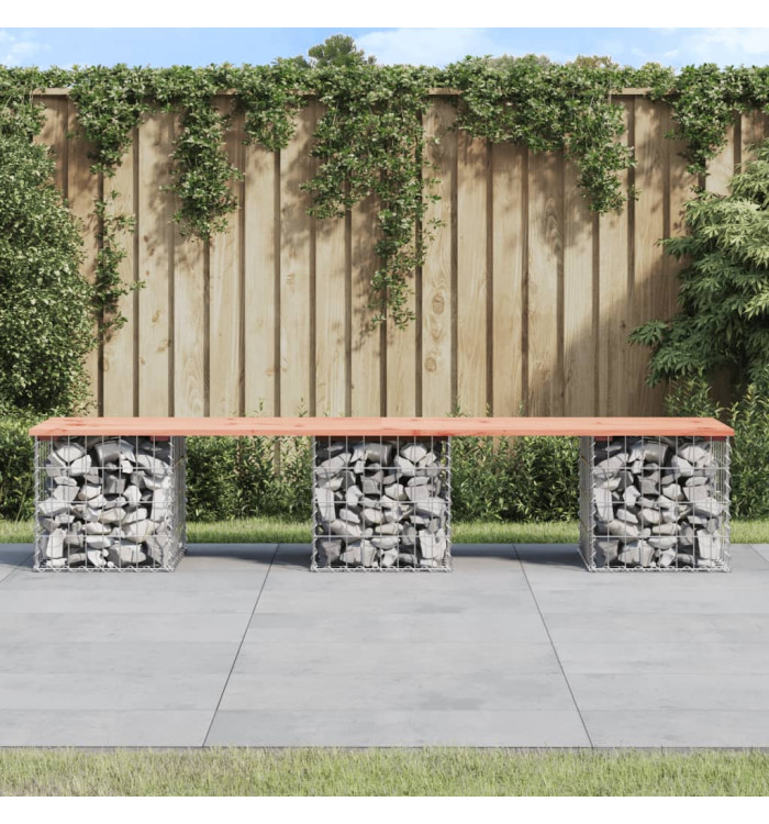 Banc de jardin design gabion 203x44x42cm bois massif de douglas | Mobilier & Déco