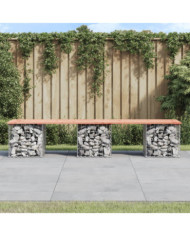 Banc de jardin design gabion 203x44x42cm bois massif de douglas | Mobilier & Déco