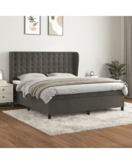 Sommier à lattes de lit et matelas Gris foncé 160x200cm Velours | Mobilier & Déco